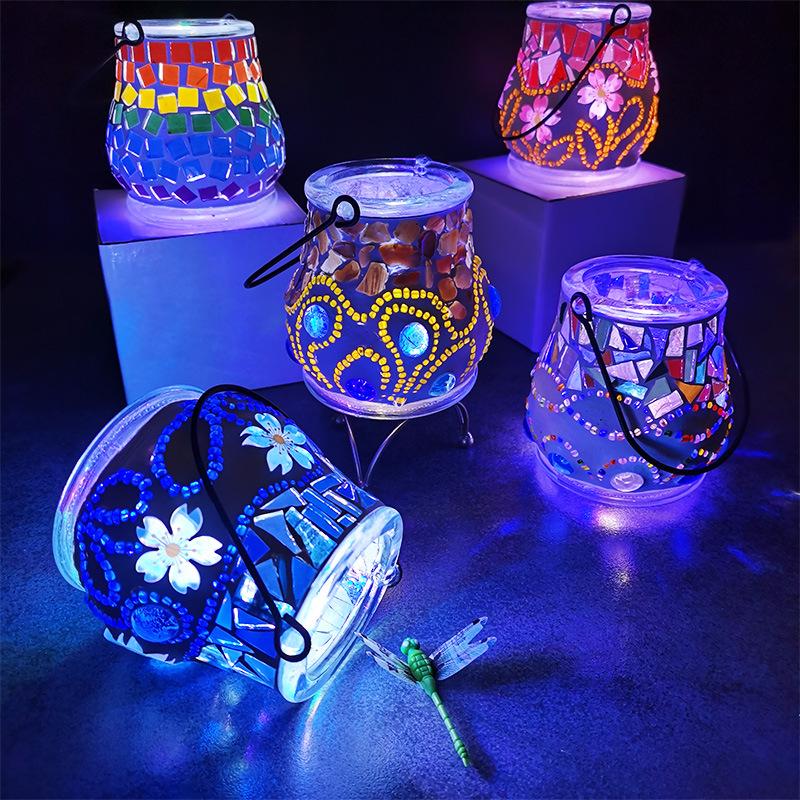 Glass Mosaic Candle Holder DIY Kit: Handmade Parent-Child Educational Toy for Children's Day