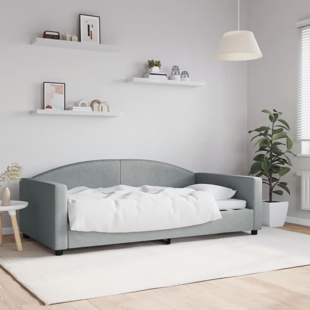 Daybed Light Grey 100 x 190 cm Fabric