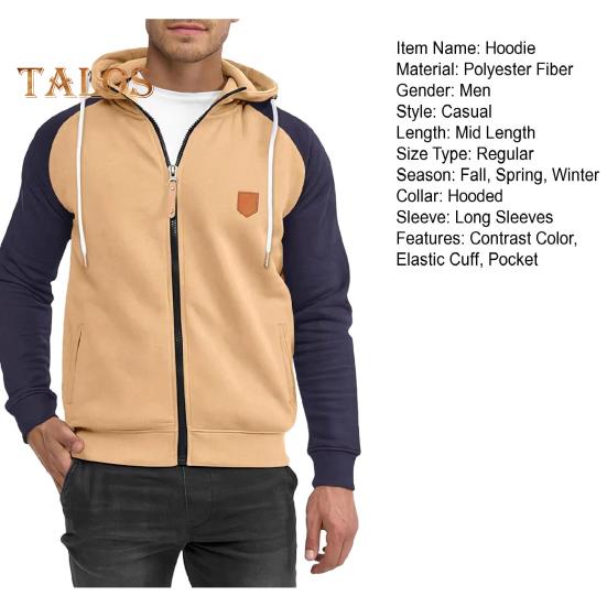 Мужская толстовка с капюшоном на молнии с длинными рукавами — фото 12