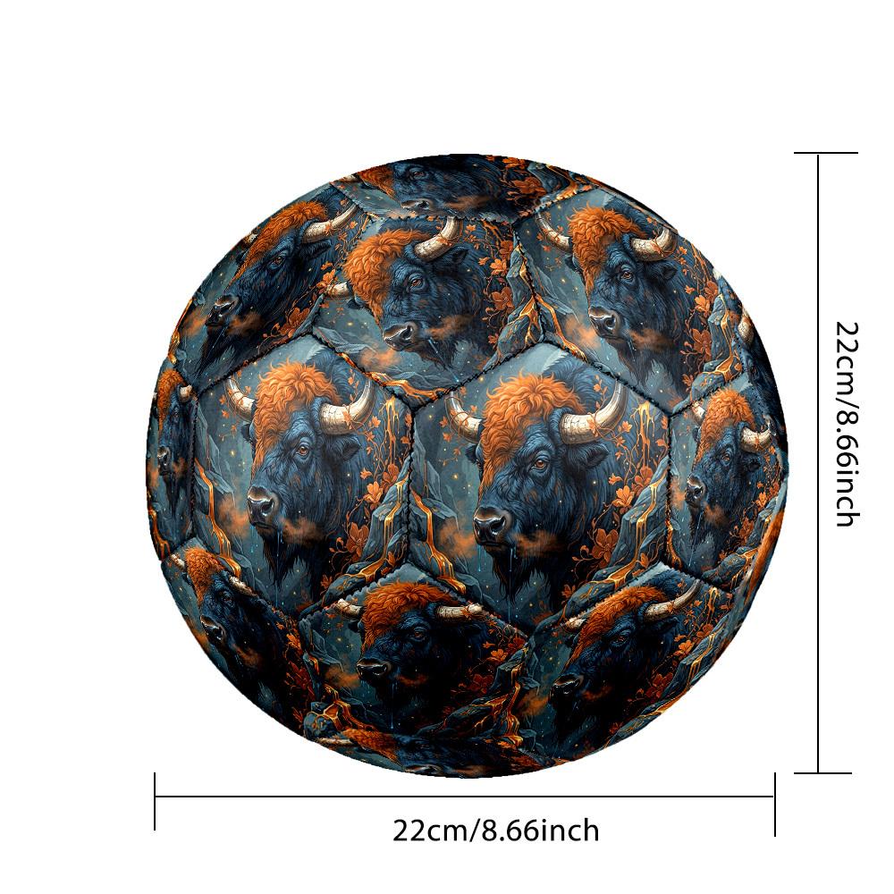 1pc Mythical Bull Landscape Theme Soccer Ball Football, Size 5, Lightweight PVC, Durable Outdoor Training Soccer Ball, Gift M61419