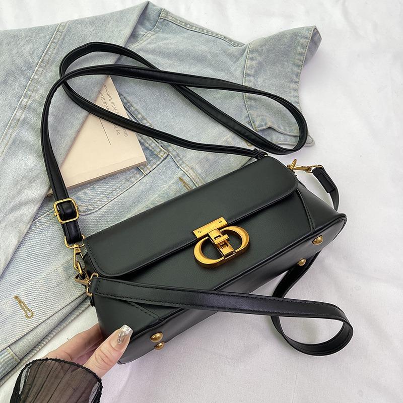 

Новый модный нишевый дизайн популярный замок маленькая квадратная сумка универсальная на плечо мессенджер женская сумка чёрный