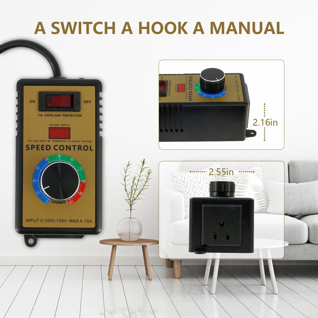 Regulátor rychlosti motoru 4000W 110-120V 15A Regulátor napětí rychlosti motoru US Spínač s proměnnou rychlostí Bezpečný pro elektrickou úhlovou brusku