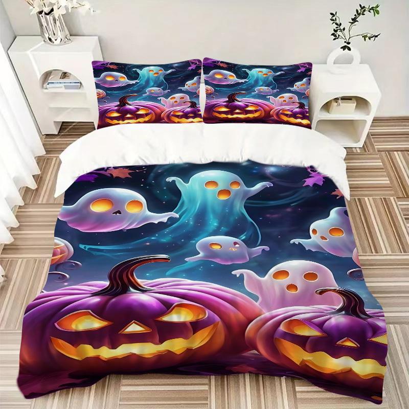 3pcs Ghosts, Jack-o'-Lanterns Duvet Cover Set -Includes 1 Duvet Cover and 2 Pillowcases, No Quilt Core, All-Season Home Decor yy251111098