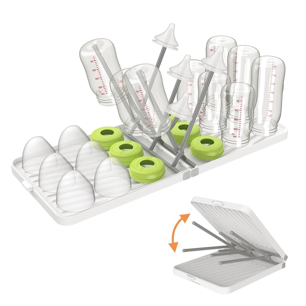 VOGOGE Foldable Baby Bottle Dish for Home and Travel Use Stand, Space-Saving Drainer,