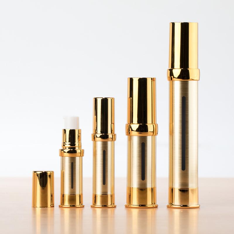 10Ml15Ml20Ml Gold/Silver Empty Refillable Airless Vacuum Pump Cream Lotion And Spray Portable Bottle Sample Packing Dispenser