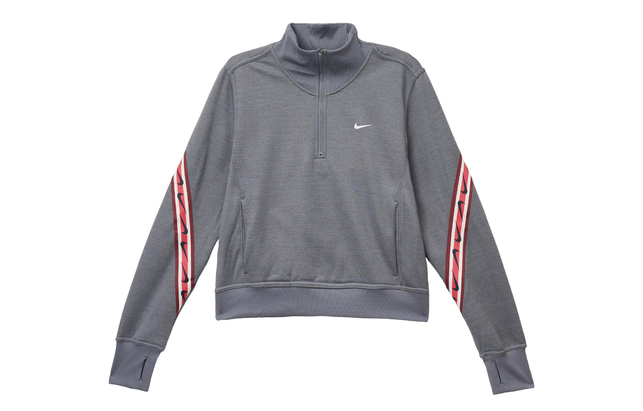 Nike Therma FIT One Sweatshirts Women s Carbon Gray Stand Collar Moderate Regular FB5170-091 S