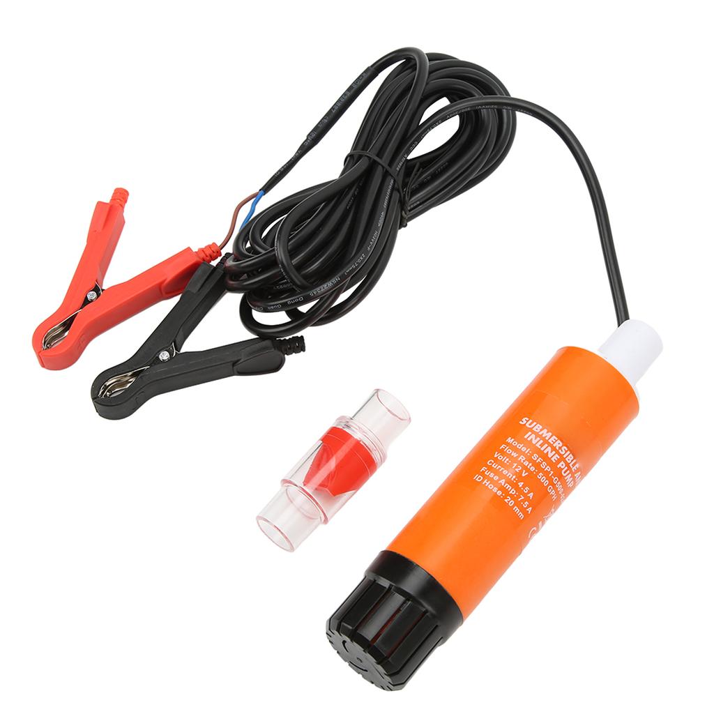 12V 20mm Boat Bilge Pump 500GPH Portable Low Noise Compact Inline Submersible Pump for RV Yacht Marine