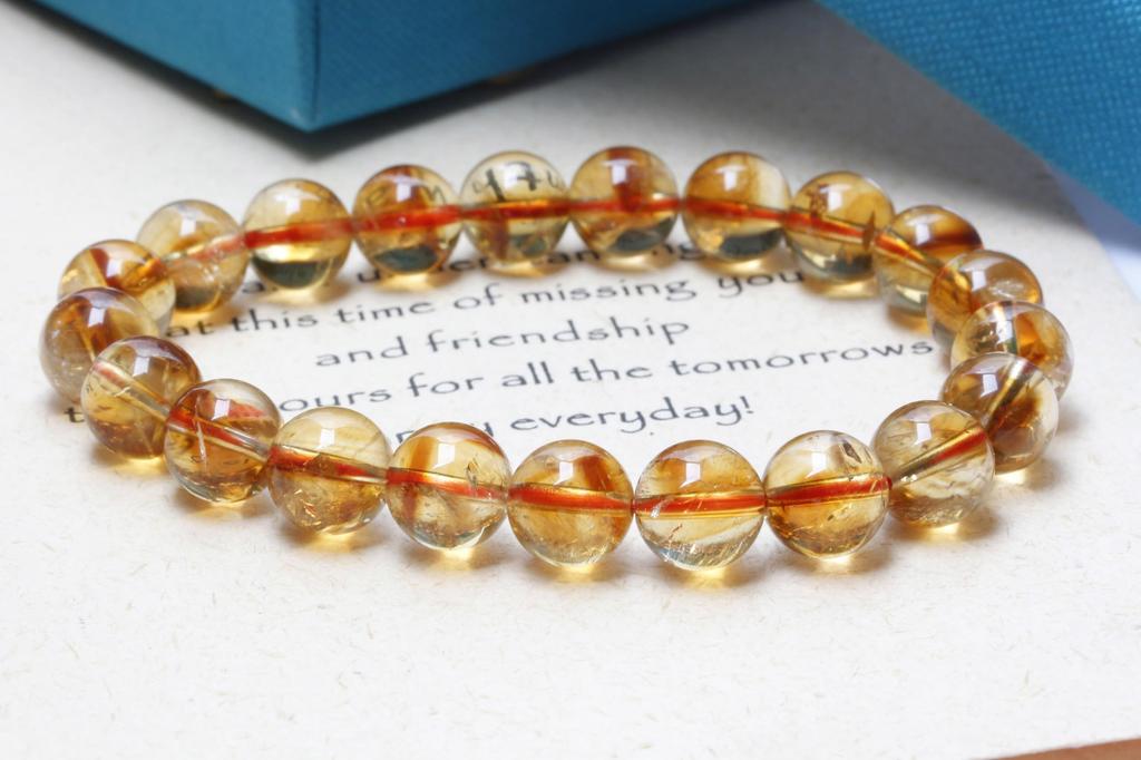 [K.KOUOKU] Natural Citrine Bracelet, 9mm, Power Stone, November Birthstone, Good Luck, Fortune, and Money, from Madagascar, Natural Stone Prayer