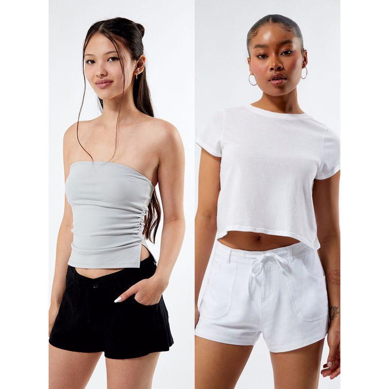 

Export USA PAC * XS-XL Size Sexy Casual Vacation Style Linen Shorts Women s Loose Casual Loose Pants Hot Pants White-No Drawstring S