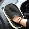 Роскошная варежка из микрофибры для мытья автомобиля - Ультрамягкая, не царапающая перчатка для детализации и удаления пыли для автомобилей, нежная к поверхностям, черная с кремовой отделкой, 15x25см