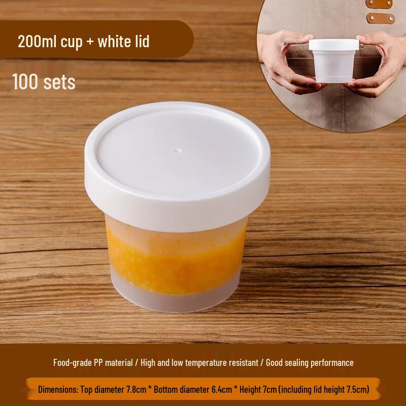 Miao Jiayi Disposable Food Grade Soup/Porridge Containers with Lids (200ml, 100 Sets)