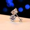 Gold Color Delicate Crown Small Stud Earrings Sparkling Round CZ Zircon Crystal for Women Men Classic Fashion Party Jewelry