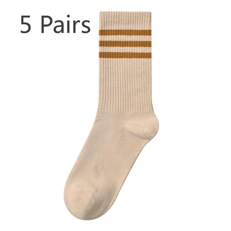 5 Pairs of Women's Spring and Autumn Fashion Mid Tube Color Socks