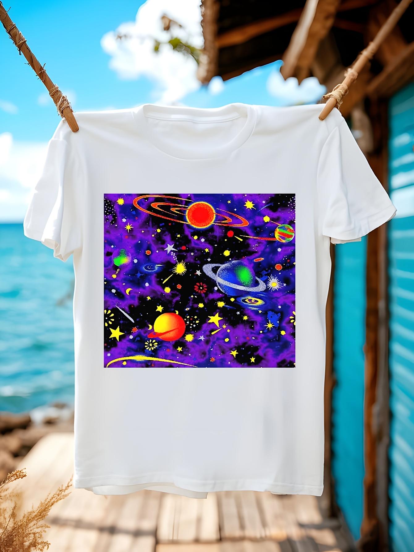 Glow in The Dark Tshirt - Activated Space Theme Shirt wit... M