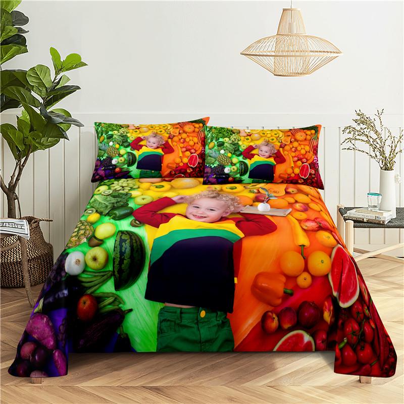 Frisches Obst 0,9/1,2/1,5/1,8/2,0 m Digitaldruck Polyester Bett Flachbettlaken mit Kissenbezug Druck Bettwäsche Set