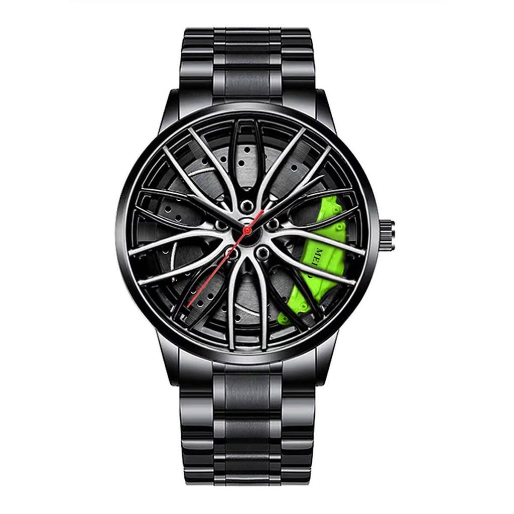Fashion 3d Car Wheel Men Sports Watches Stainless Steel Band Wristwatch Men's Quartz Watch