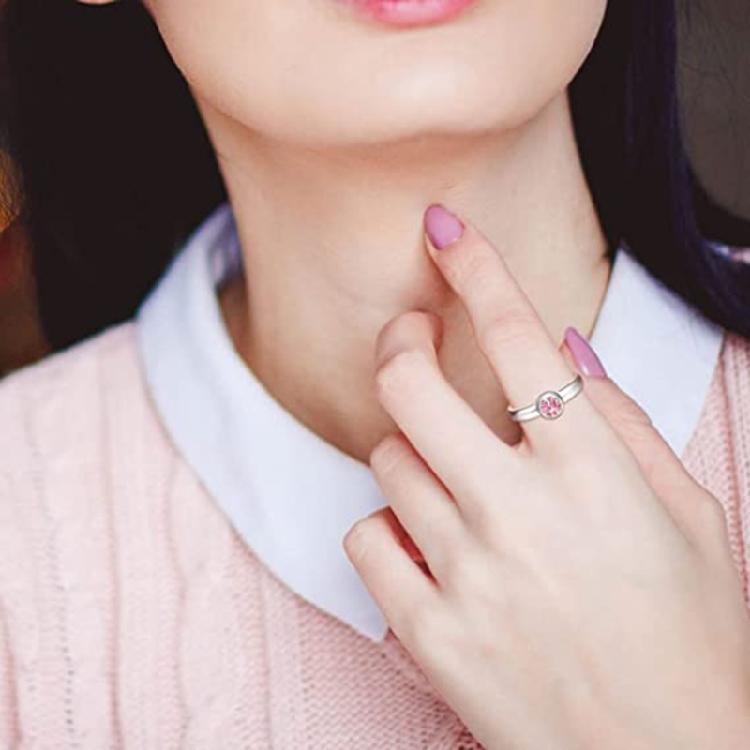 Simple Birthstone Ring Stackable Finger Rings Jewelry Romantic Gift for Women