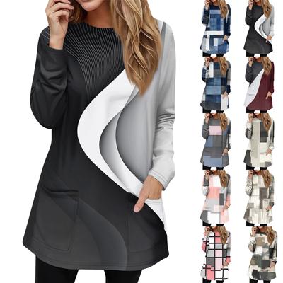 Women's Sweatshirt Pullover Sportswear Pocket Print Casual Round Neck Long Sleeve Top