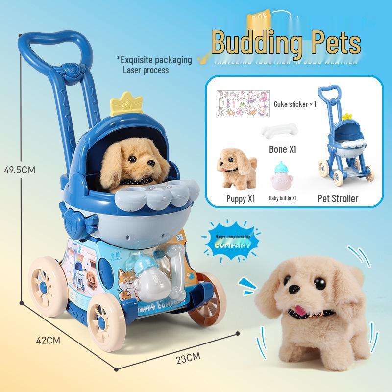 Children's Role-Playing Pet Stroller: Walking and Barking Electric Plush Doll