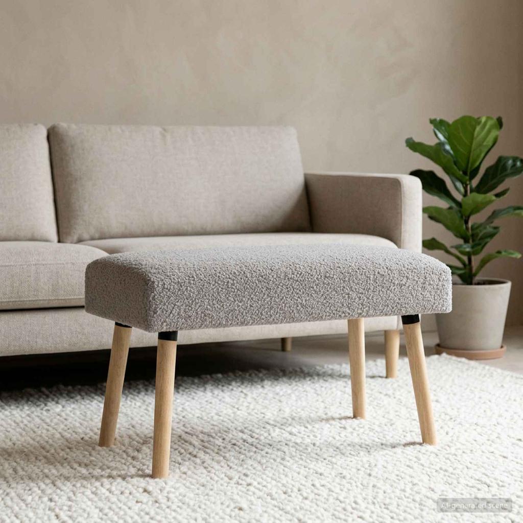 Bench Uni Light Grey 80 X 40 X 46 Cm Boucle