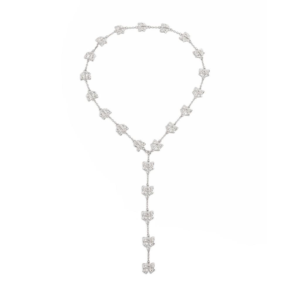 Simple Long Tassel Choker Punk Y-Shaped Sweater Chain Vintage Bow Pendant Necklace  Beach