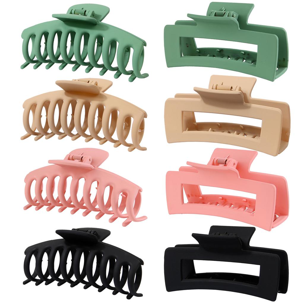 Matte Hair Clips for Women and Girls - Rectangle and Double Row Small Claw Clips for Thin/Medium Fine Hair - Nonslip Jaw Clips