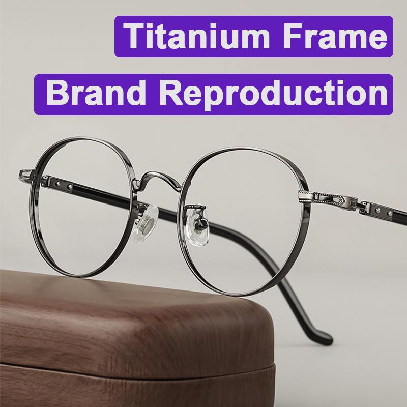 Japanese Style Pure Titanium Frame Acetate Temple Glasses Small Face Personalized Pile Head Design Eyeglass Widen Edges Eyewear