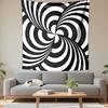 Hypnotic Black and White Spiral Pattern Patterned Tapestry Decorative Wall Hanging, Home Bedroom Living Room Decor