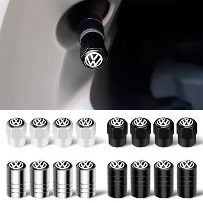 ZDFVU1 4Pcs Car Wheel Tire Valve Caps For VW Caddy Beetle Touareg Tiguan Touran Golf 5 GTI Scirocco Passat Air Stem Tyre Plug Accessory