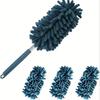 4-Pack Chenille Microfiber Duster Refills with Expandable Handle, Reusable & Washable, Soft Bendable Dry Dusters for Home & Car
