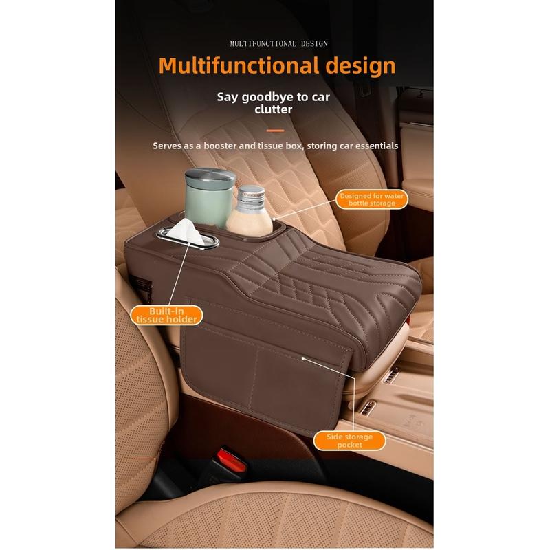 Car Armrest Box Height Increase Cushion Pad With Cup Holder & Storage Organizer Adjustable Automotive Interior Accessories