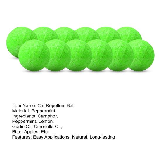 12 Pcs Cat Repellent Balls Long-Lasting Aroma Balls with Peppermint Oil Dog Repellent Ball Keep Cats Out of Garden for Plants Furniture Protection