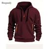 Hoodie Zipper Multi-pocket Pullover for Men Sports Leisure Autumn and Winter New Long Sleeve Warm Fashion Solid Color Top