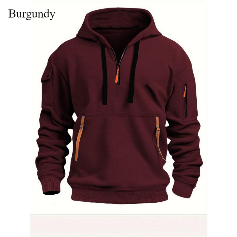 Hoodie Zipper Multi-pocket Pullover for Men Sports Leisure Autumn and Winter New Long Sleeve Warm Fashion Solid Color Top