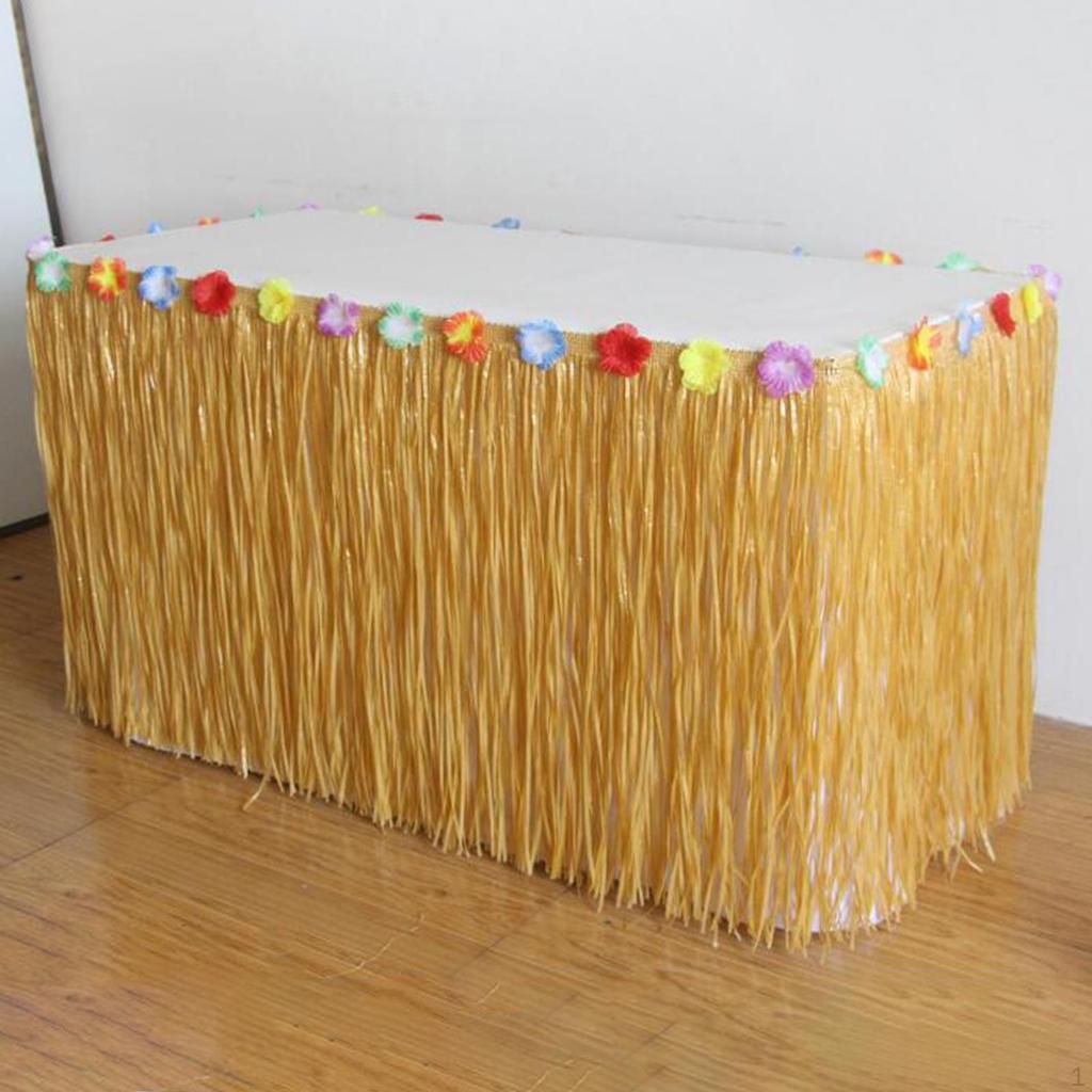 Artificial Grass Table Skirt Accs Tropical Decor Luau Party Decorations Hawaiian for