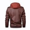 Hooded Leather Jacket Men's Trend European and American Casual Motorcycle Jacket Removable Hat Men's Leather Jacket