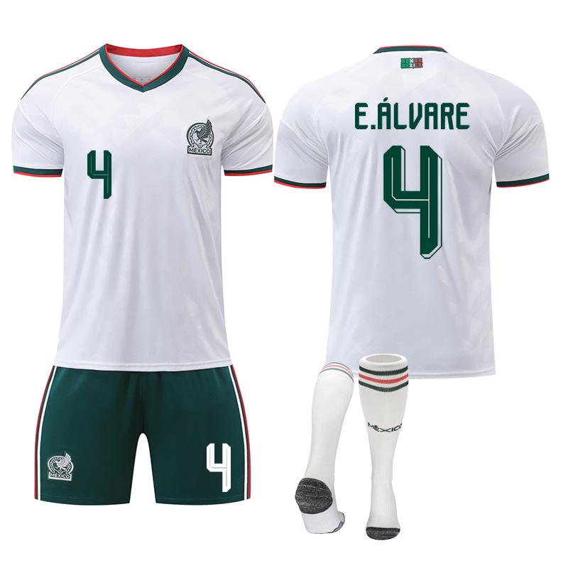 2526 World Cup Mexico Away Football Jersey No. 14 Jersey, White 9 Raul 22 Lozeno Correct Set