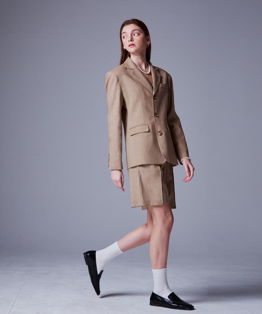 Etre Au Sommet 3-Button Wool Jacket (Beige)