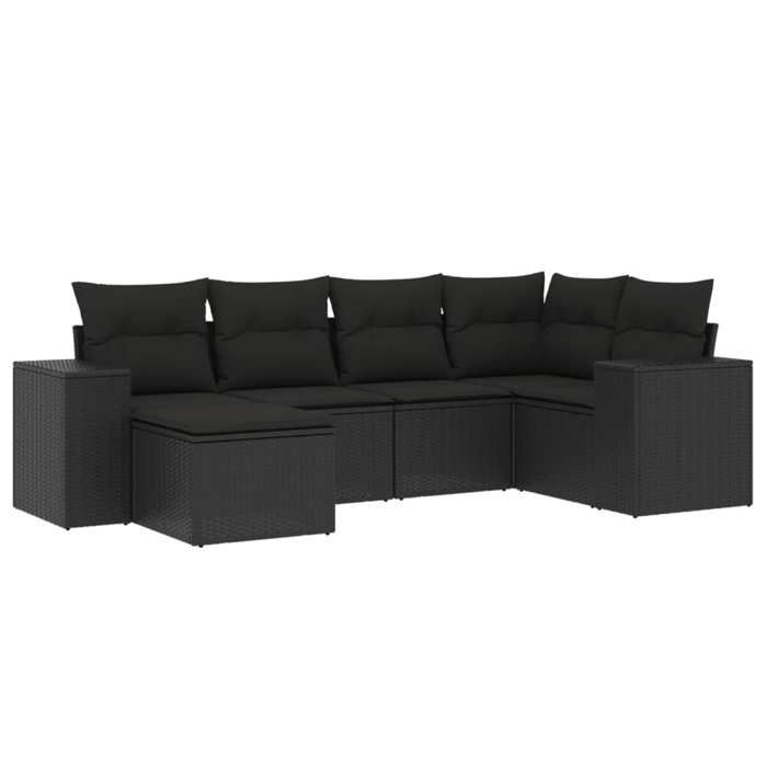 VidaXL Garden Lounge Set with Cushions 6 Pcs, Patio Sofas, Patio Furniture Set, Outdoor Furniture, Black 3222854