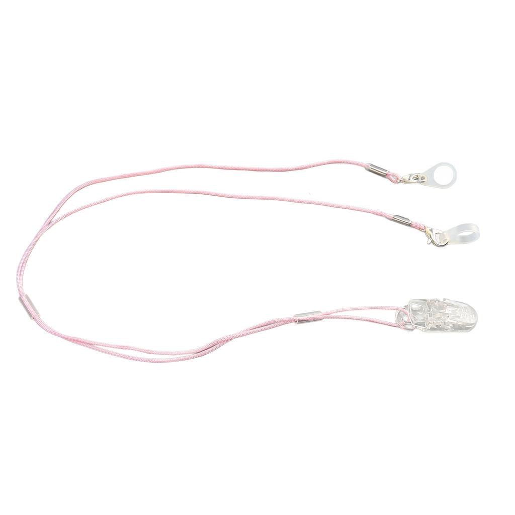 Hearing Aid Holder Transparent Clip Pink Rope Nylon Easy Fixing Hearing Aid Lanyard for Gardening
