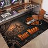 Custom Rug Harley-Davidson Pattern Print Name Text Soft Non‑Slip Floor Carpet for Home Indoor Decoration