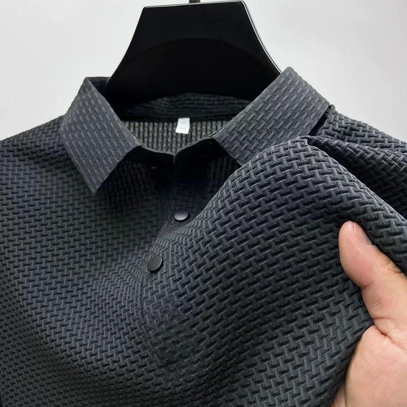 2026 solid color polo shirt, fashionable and trendy, short-sleeved t-shirt with a collar, men's summer casual slim-fit versatile collared top