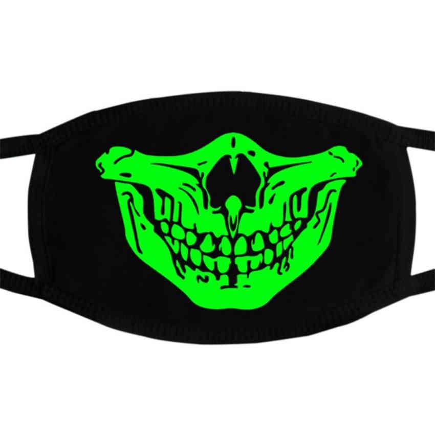 Unisex Luminous Skull Scarey Masks Black Half Face Personality Fashionable Halloween Cosplay Props