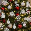 24pcs Creative Christmas Tree Pendant Silver Hanging Ornament Christmas Decoration Tags  Wedding