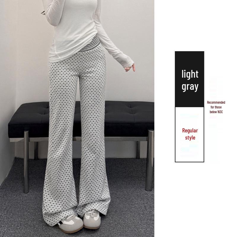 

Women s American Polka Dot High-Waisted Micro Flare Yoga Pants - Slimming, Casual, Drapey, and Lazy Fit for Spring/Summer S