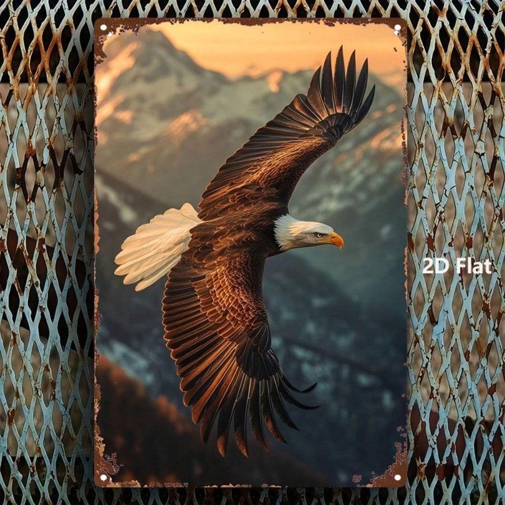 Vintage Metal Wall Art Eagle Mountains Poster Decor