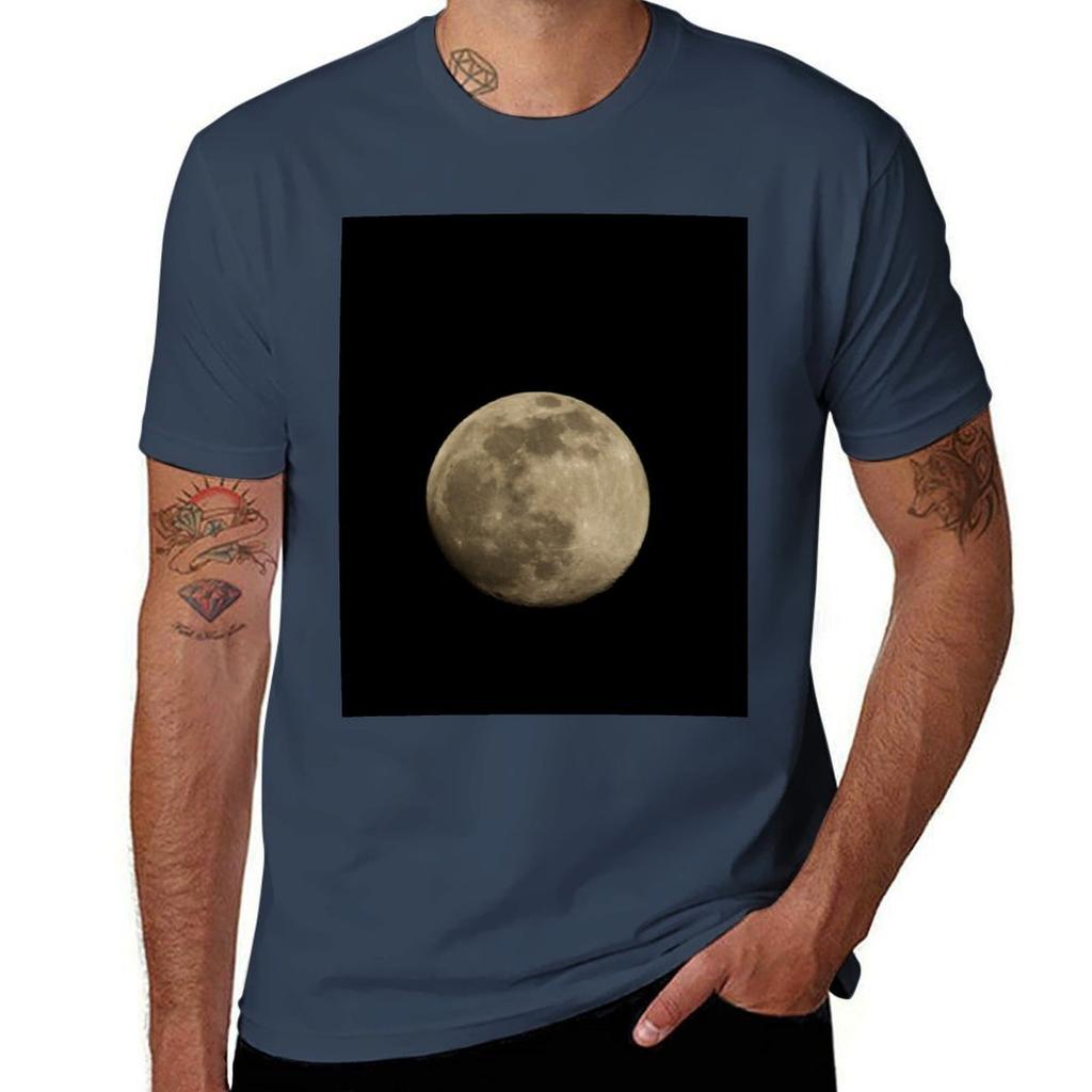 Full Moon At Night Tshirt Minimalist Casual Short Sleeve Top