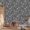 Wallpaper Black and white flowers graphite, gray center 50x1000