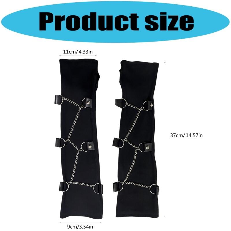 Dark Gothic Chain Long Fingerless Gloves Wrist Wrap Decorative Arm Sleeves For Women Punk Fashion And Stage Performances