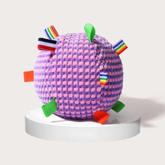Dog Chew Ball Toy with Bell Bite Resistant Plush Ball Toy Pet Teething Cleaning Interactive Toy for Small Medium Large Breeds Dogs